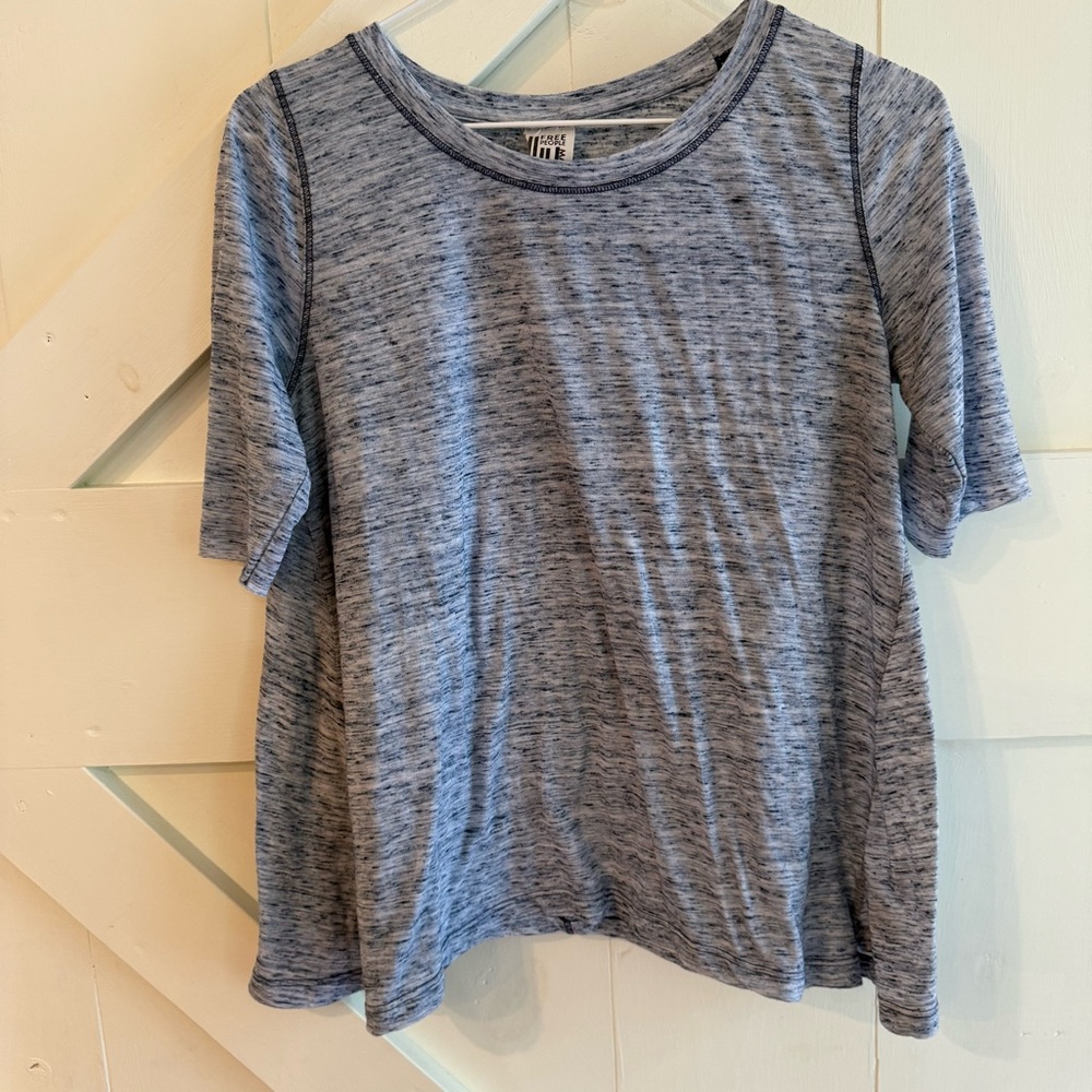 Free People Heathered Blue Short Sleeve‎ Shirt Small Flowy Relaxed Fit
